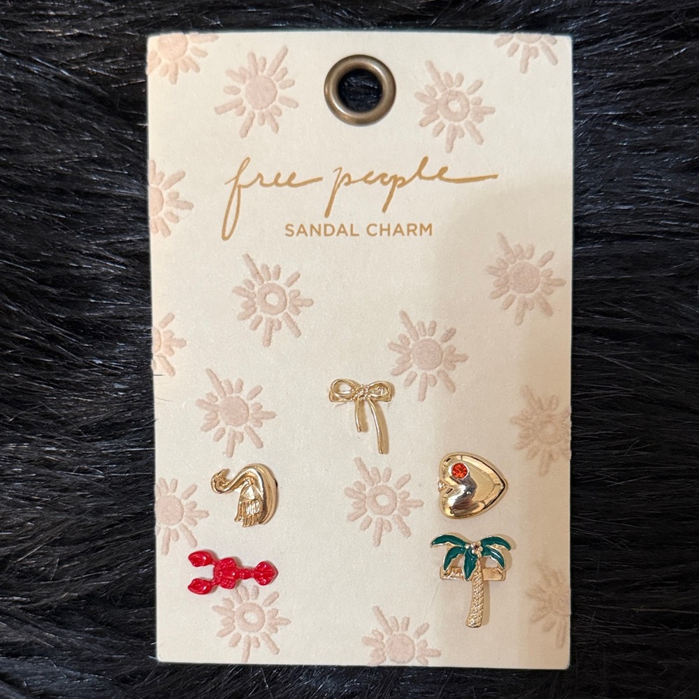 Free People Gold and Red Sandal Charm Set